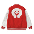 Red Cross Varsity Jacket - White Sleeve Gothic Street Baseball Coat D68